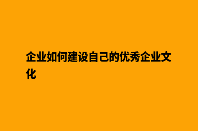 企业如何建设自己公司网站 怎么做(企业如何建设自己的优秀企业文化)