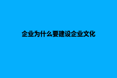 企业为什么要建网站(企业为什么要建设企业文化)