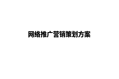 网络推广营销(网络推广营销策划方案)