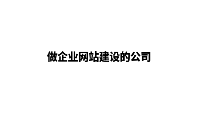 建网站的企业(做企业网站建设的公司)