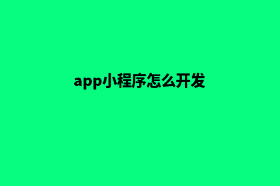 小程序怎么开发(app小程序怎么开发)