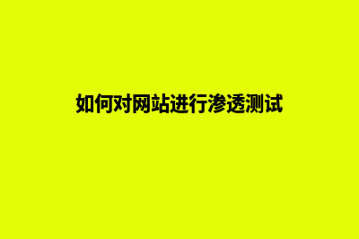 如何对网站进行优化(如何对网站进行渗透测试)