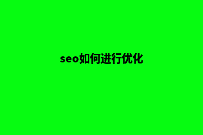 seo如何优化一个网站(seo如何进行优化)