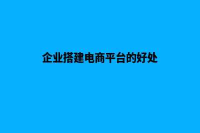 搭建电商平台网站(企业搭建电商平台的好处)