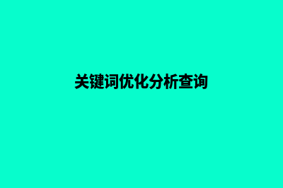 关键词优化网站排名(关键词优化分析查询)