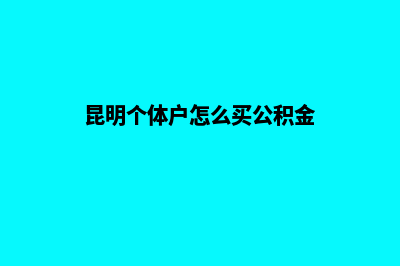 昆明个体户怎么办理营业执照(昆明个体户怎么买公积金)