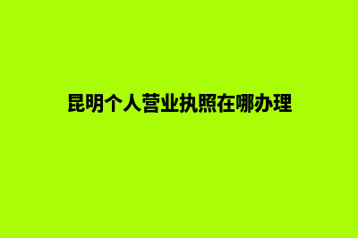 昆明个人营业执照代办(昆明个人营业执照在哪办理)