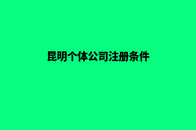 昆明个体公司注册(昆明个体公司注册条件)