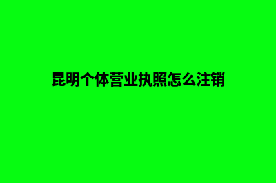 昆明个体营业执照网上办理(昆明个体营业执照怎么注销)
