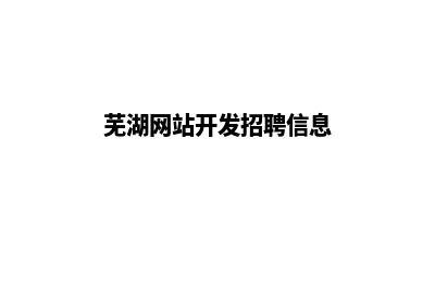 芜湖网站开发(芜湖网站开发招聘信息)