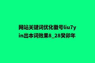 网站关键词优化方案(网站关键词优化徽号liu7yin出本词效果8.28癸卯年)