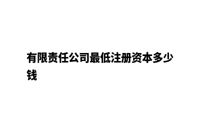 有限责任公司(有限责任公司最低注册资本多少钱)