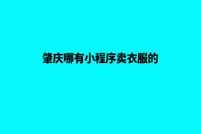 肇庆哪有小程序开发(肇庆哪有小程序卖衣服的)