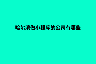 哈尔滨分销小程序怎么制作(哈尔滨做小程序的公司有哪些)