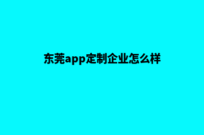 东莞app定制企业(东莞app定制企业怎么样)